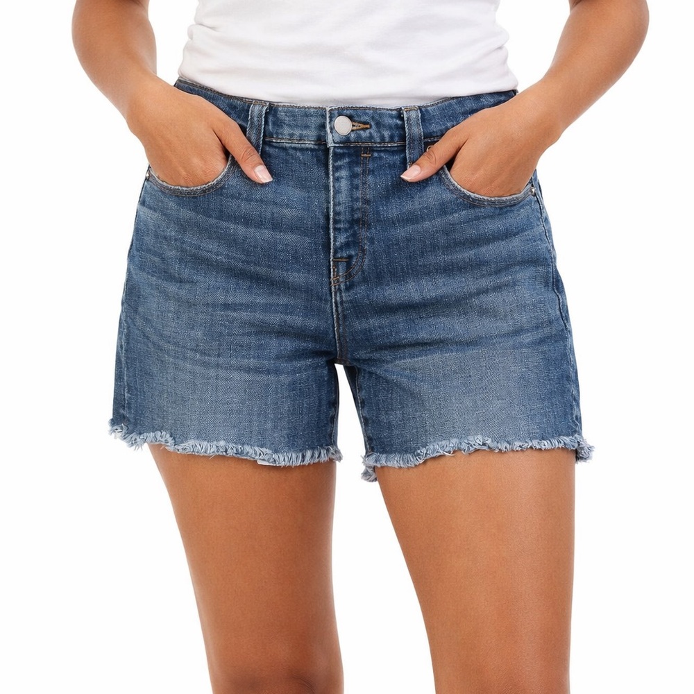 J.Crew Women’s Frayed Hem Denim Shorts Blue Stretch Casual Summer Size 32